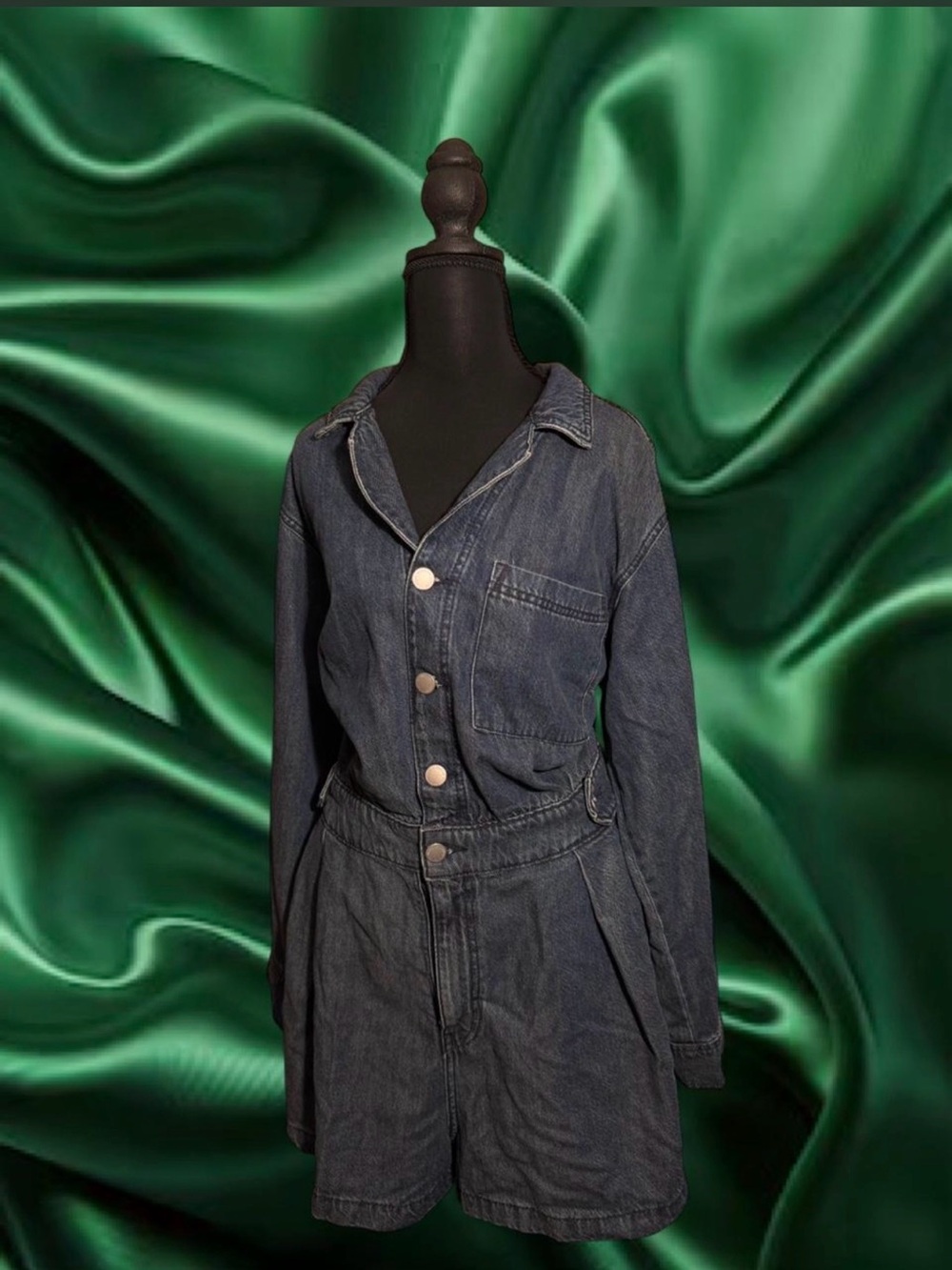 Universal Thread Dark Blue Denim Jean Overall Romper